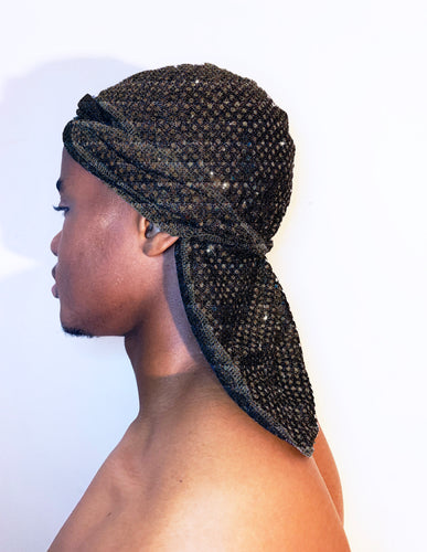 Black Diamond Sequin Du-rag