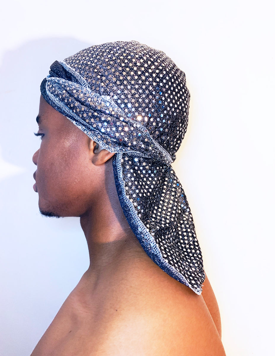 Silver Diamond Sequin Durag – E.B.Y-S